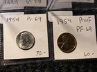 1954 Proof Lincoln Wheat & Roosevelt Silver Dime Low mintage proof 233,300