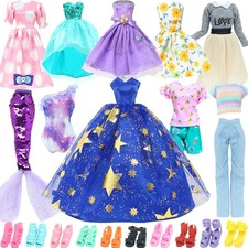 24Pcs Doll Fashion Pack 10 Sets Clothes Include Wedding Gown Casual Dresses D...