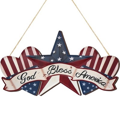 4th of July WreathsWreath for Front Door God Bless America Flag Wooden Deco