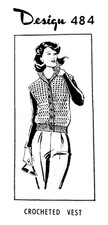 Crocheted Vest Pattern 484 Reprint in Sizes 8-14