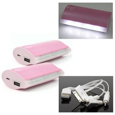 2 5200MAH PORTABLE BATTERY CHARGER USB PINK NOKIA LUMIA 920 1020 HTC ONE Z10 Q10