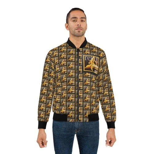 Relax: Banana Massage Men's Bomber - Weird Banana Art Flight Jacket image 3