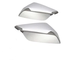 Triple Chrome Plated TOP Half Stick-On Door Mirror Covers with Signal Lights 
