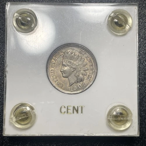 1901 Indian Head Cent 1c Choice AU About Uncirculated In Capital Plastic Holder