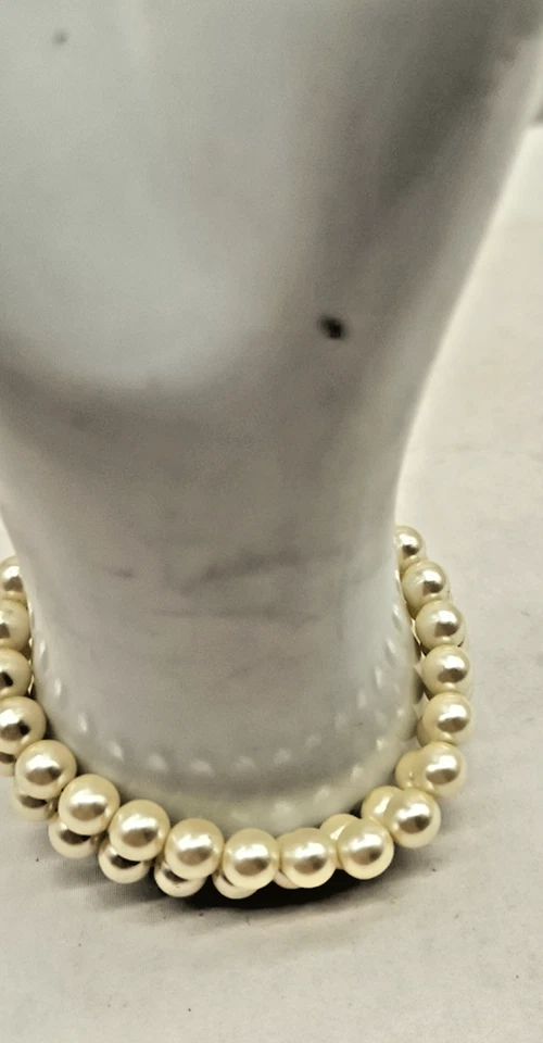 "Precioso brazalete vintage de perlas y diamantes de imitación de doble filamento AVON 8"" tono dorado #53" Foto 4 de 4