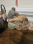 VTG Wood Carved GIRL & BOY Sleeping Figurines — photo 6
