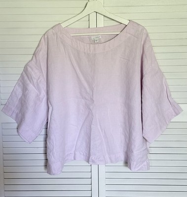 J Jill Women s Purple Linen Pure Jill Boxy Top Medium *Tiny Spot On Shoulder*