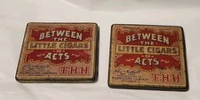 2  Antique Between The Acts Little Cigars Pocket Tin Thos H Hall P. Lorillard 