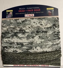 Multi-Functional Head & Face Mask/Neck Gaiter with UV Protection - 2 Pack - Camo
