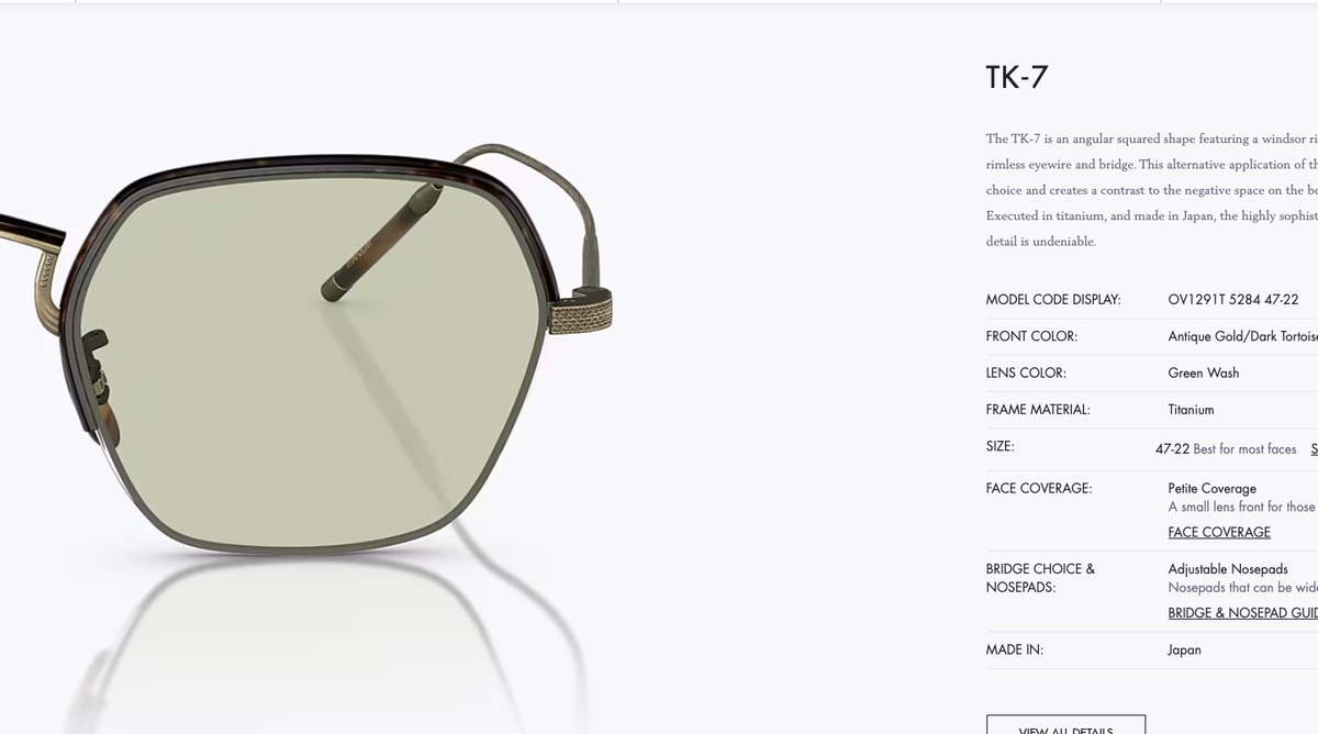 OLIVER PEOPLES TAKUMI TK-7 Optical in Green Wash MSRP$671 RARE