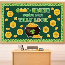 St. Patrick' s Day Healthy Habits Bulletin Board Decorations Shamrock Gold Coin
