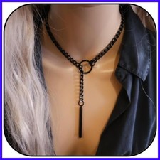 Heart O ring Slip Chain Necklaces for Women Stainless Steel Cuban Chain Bar N...