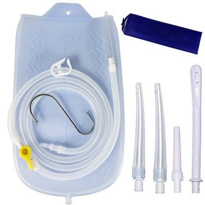 Colon Cleanse Enema Bag Kit with 5.2ft Silicone Hose, 5 Enema Tips and Contro...