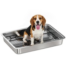Dog Potty Tray Stainless Steel, Dog Training Tray, 28" x 20" x 4"