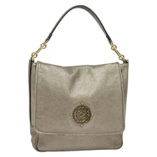 LOEWE Anagram Shoulder Bag Leather Gold Tone Gold Auth yk19406