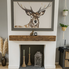Oak Wood Mantel Beam Fireplace Lintel Floating Shelf Mantelpiece Rustic Brackets
