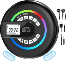 CD Player Portable with 60 Second anti Skip, Stereo Earbuds, Includes Aux in Cab