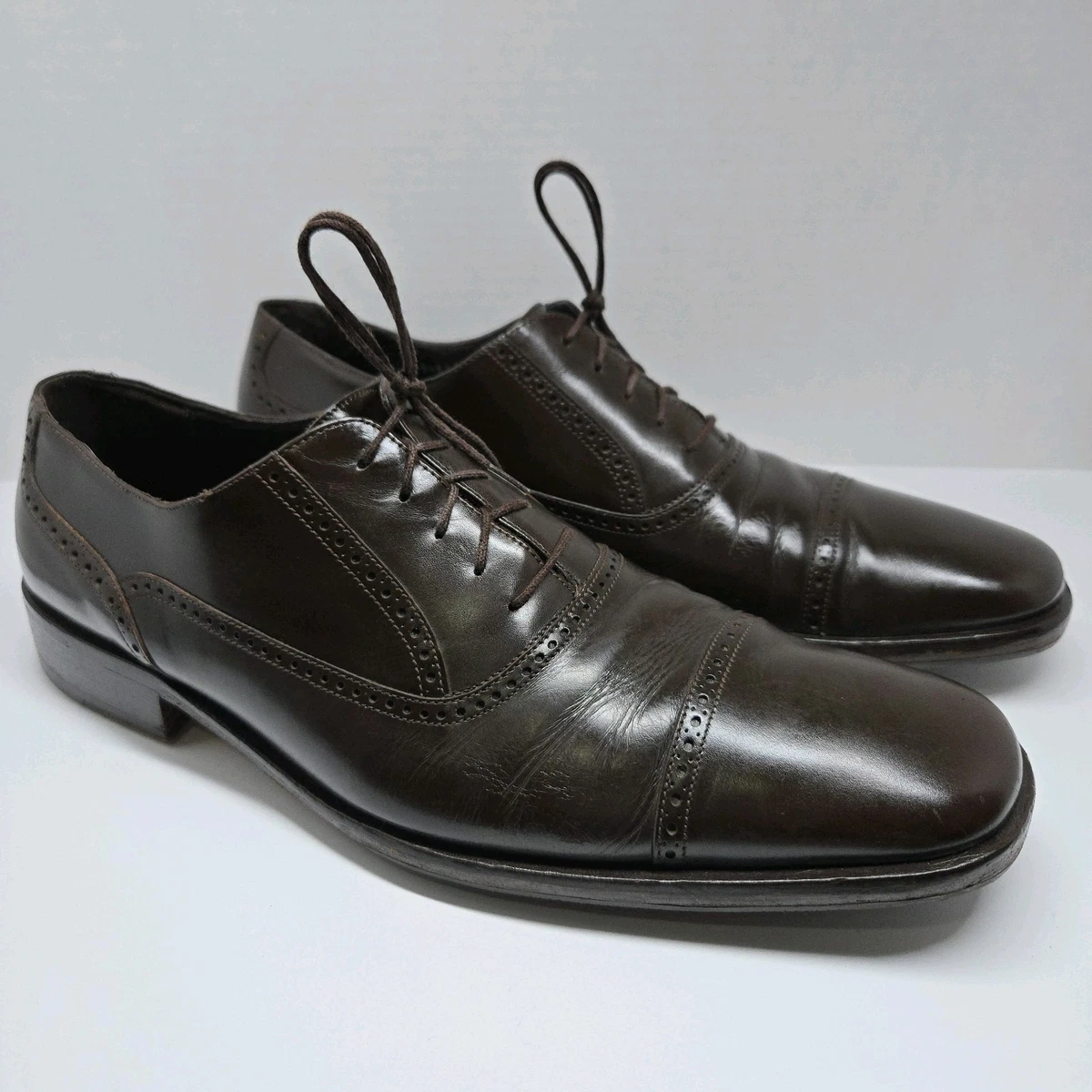 size 7.5G 8 US Gucci Tempe Cap Toe Oxford Dark Brown Leather Lace Up Shoes Gucci Oxford Brown Dress Shoes for Men for sale | eBay main image 3