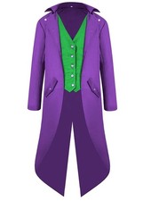 Renaissance Pirate Gothic Tailcoat Jackets Halloween Costumes Large, Purple