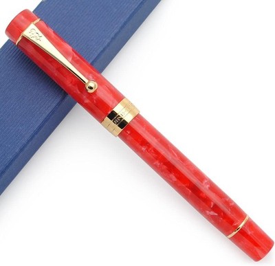 JINHAO Century Tofu 100 18KGP Füllfederhalter aus vergoldetem Harz (Hellrot, 