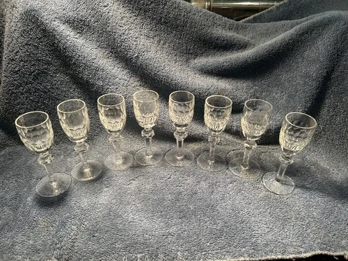 8 VINTAGE WATERFORD CRYSTAL CURRAGHMORE 1 OZ. 4 3/4 IN HIGH CORDIALS ALL PERFECT