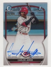 2023 Bowman Chrome CARLOS JORGE 1st Refractor Auto /499 REDS CPA-CJ Prospect MLB