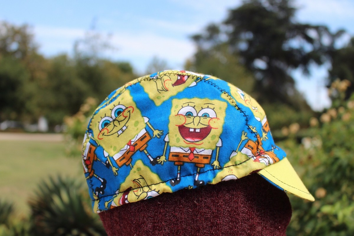 CYCLING CAP SPONGEBOB 100% COTTON HANDMADE IN USA ANY SIZE