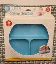 Bumkins~NEW~Silicone Suction Grip Divided Dish - Aqua Blue