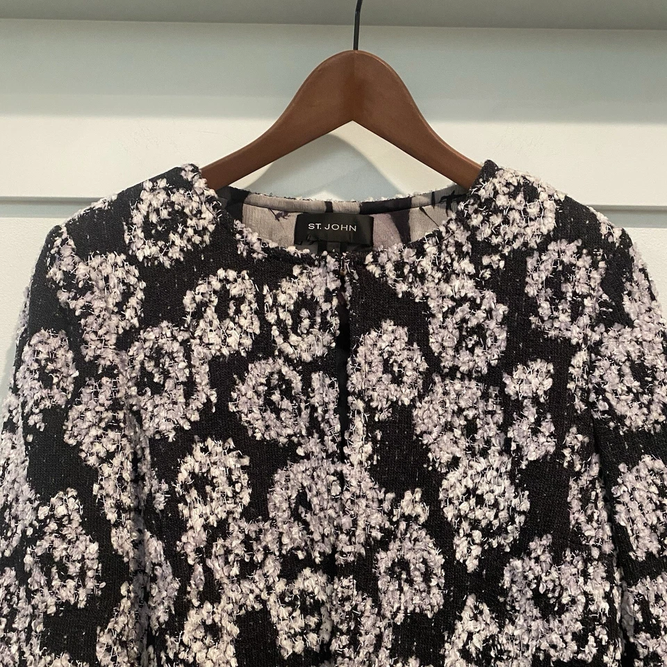 St. John Jacke Damen 4 schwarz grau Boucle Blazer Schimmer Runway limitierte Auflage USA - Bild 3 von 4