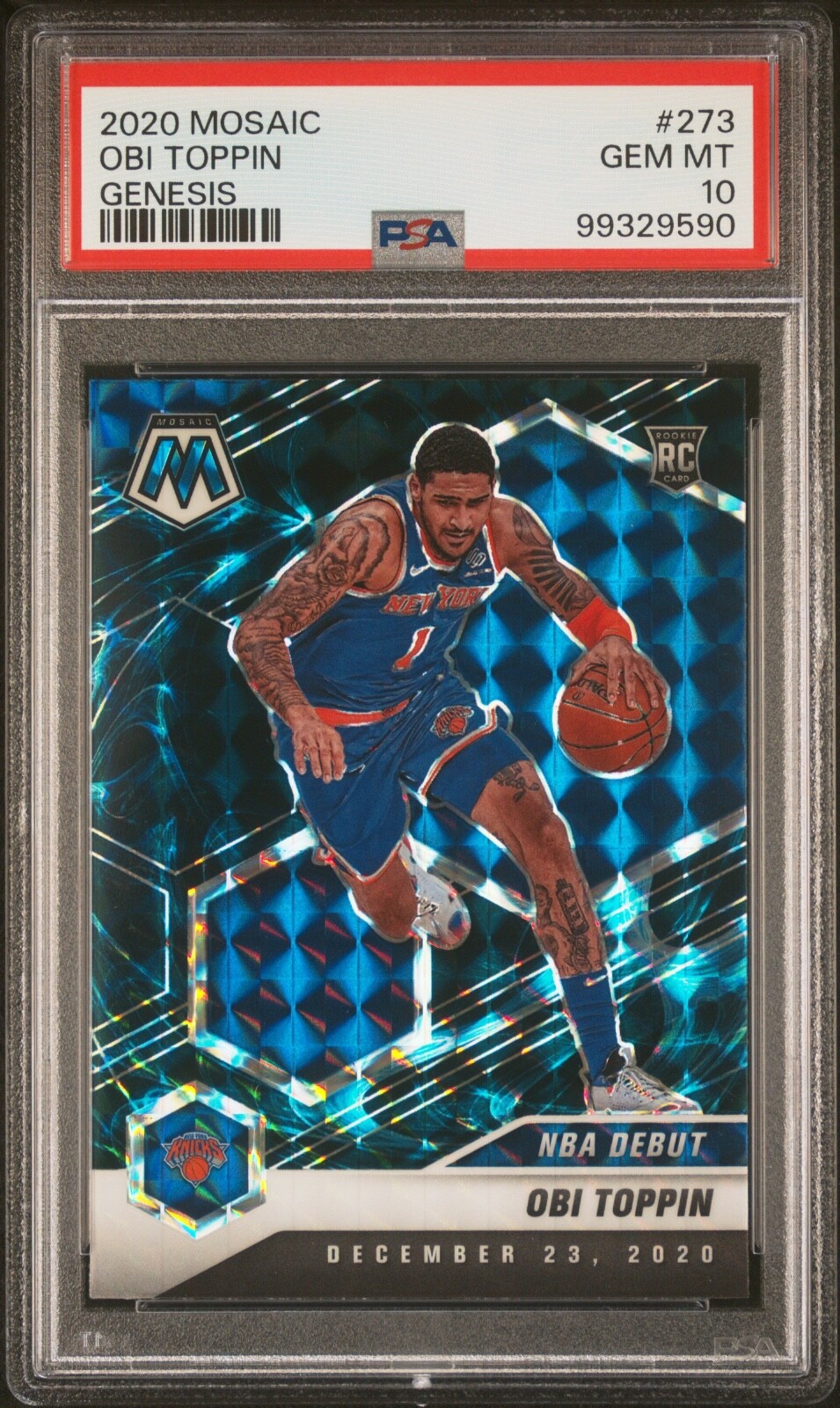 2020-21 Panini Mosaic Obi Toppin Rookie GENESIS Prizm NBA Debut RC #273 - PSA 10