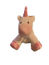 Kellybaby 8" Plush Unicorn baby Toy with Rattle, white w/pink