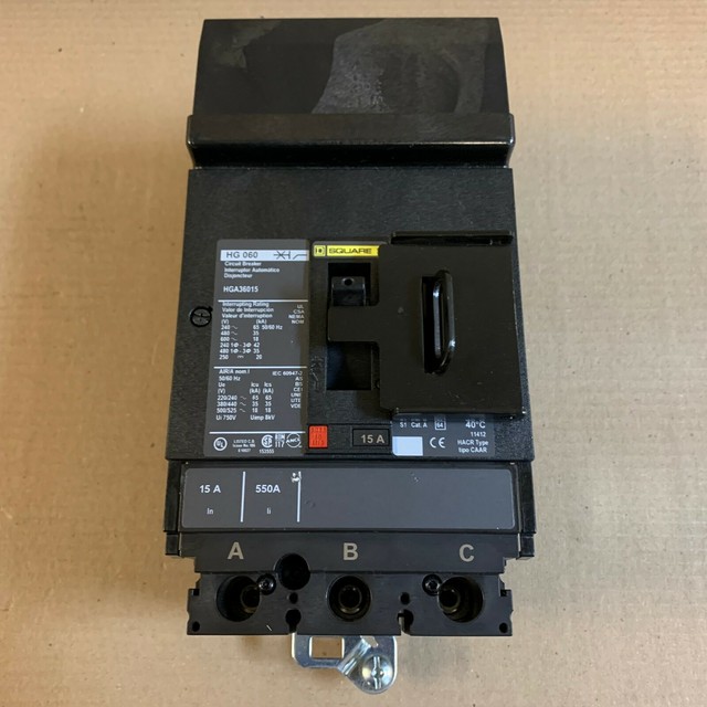 New Take out Square D HG 060 HGA36015 3 Pole 15 Amp 600V Circuit