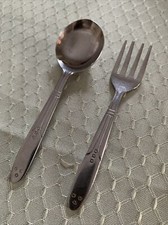 Vintage Stainless Steel Silver Baby Spoon Fork Set 4 1/2 soui toy