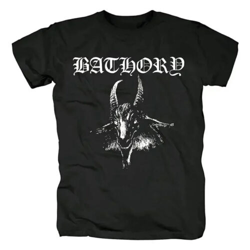 Bathory Men's Women Venom Black Metal T-Shirt Oversized Short Sleeve Shirt Cotto - Afbeelding 1 van 3