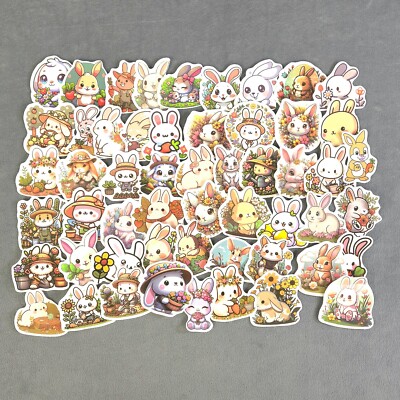 Cute Easter Bunny Cartoon Rabbit Stickers - Set of 10 Random Stickers
