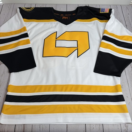 FLOW Hockey Long Sleeve Jersey 2023-2024 Mens Adult Large #38 White Gold Black