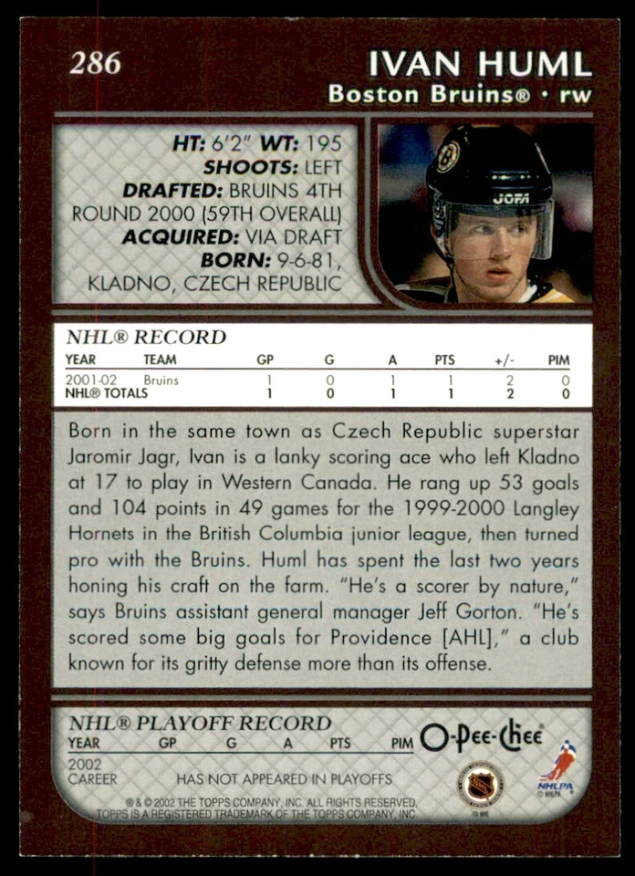 2002-03 O-Pee-Chee Ivan Huml #286 - Image 2 of 2