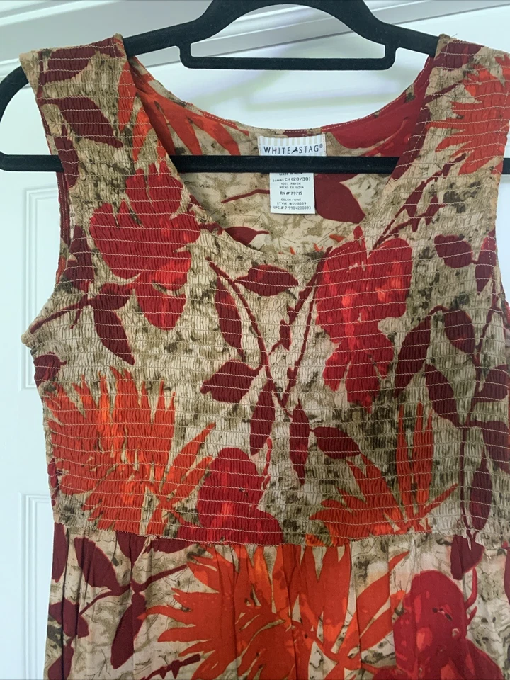 Vtg Y2K White Stag Maxi Sundress Dress Sz Small 4/6 Rayon Long Modest Slits - Image 2 of 4