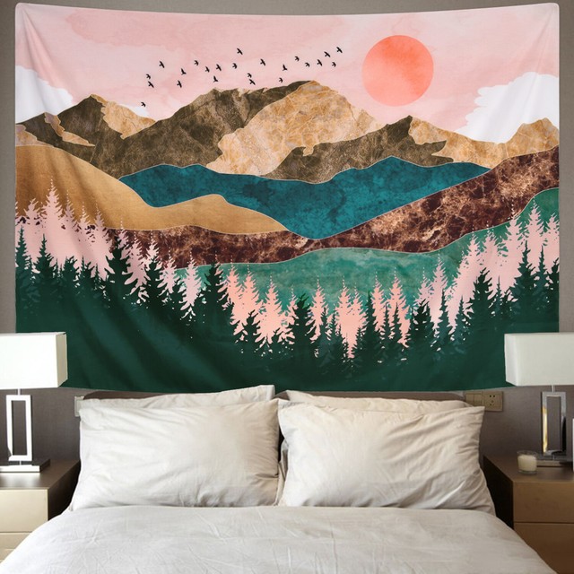 Watercolor Mountain Print Tapestry Art Wall Hanging Tapestries Home Wall Decor For Sale Online