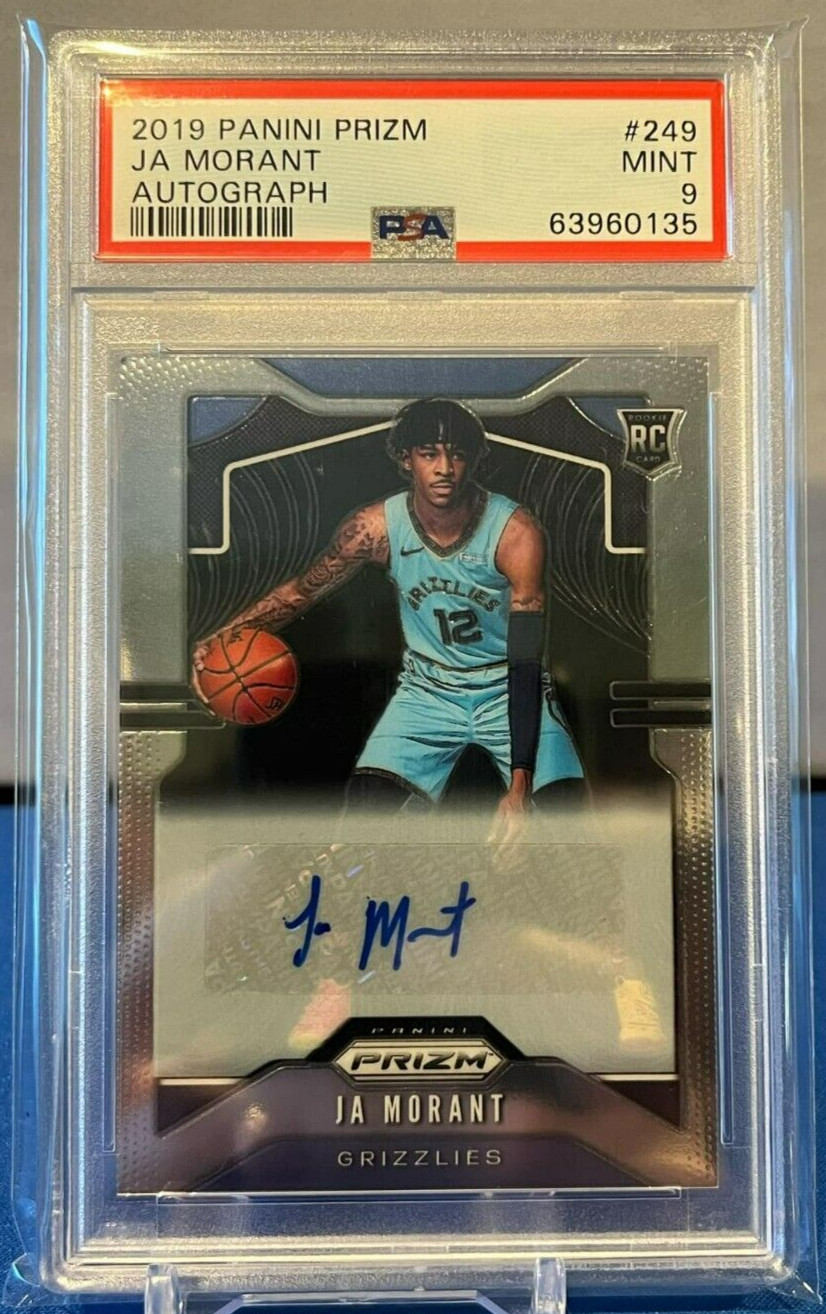 2019 PANINI PRIZM JA MORANT RC ROOKIE AUTO SSP SUPER SHORT PRINT #249 PSA 9 MINT