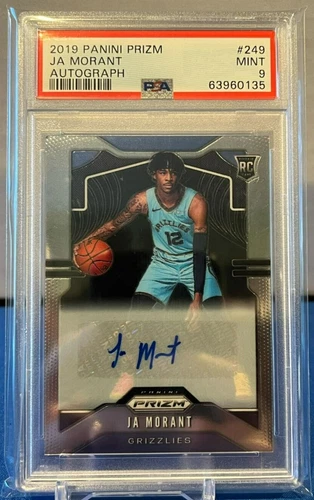 2019 PANINI PRIZM JA MORANT RC ROOKIE AUTO SSP SUPER SHORT PRINT #249 PSA 9 MINT