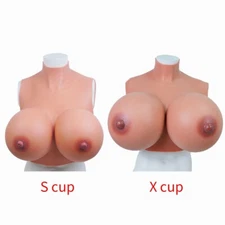 Silicone Breast Form Plate Fake Boobs S Cup X Cup Crossdresser Tan Color