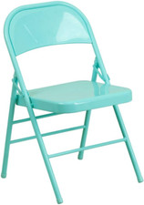 HERCULES COLORBURST Tantalizing Teal Folding Chairs - 2 Pack, Triple Braced