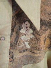 RARE True Vtg 60s 70s Kennington Ltd Mickey Disney Button Snap Up Shirt L Weird