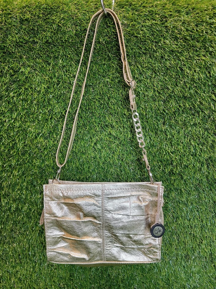 The SAK Charleston Metallic Gold Leather Convertible Crossbody Shoulder Clutch - Image 4 of 4