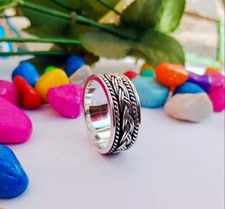 925 Sterling Silver Celtic Braided Spinner Handmade Thumb Ring All Size SR613