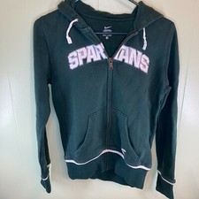 Nike Michigan State Spartans Hoodie Hooded Sweatshirt Womens XS Green Zipper