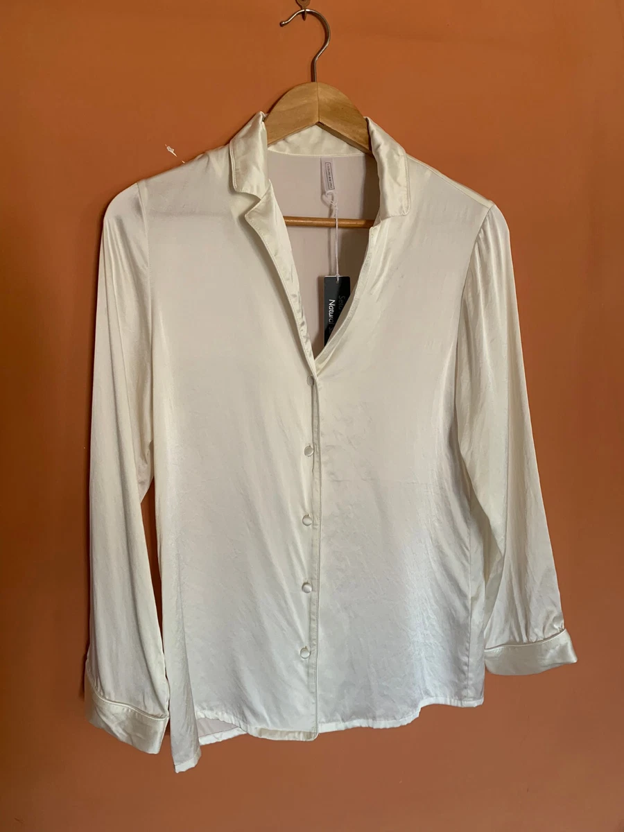 Giacca Pigiama Donna Raso in Seta Bianco Sarah Jessica Parker Silk Satin Pajama