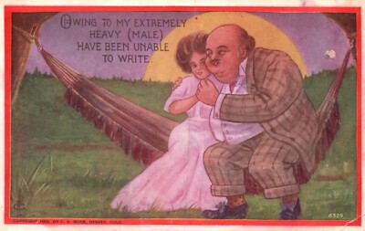 Owing My Extremely Heavy (Male) Have Been Unable Write Romance Vintage Postcard