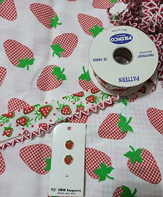    Strawberry Party   2yds + 7in x 44in of strawberry fabric + bonus